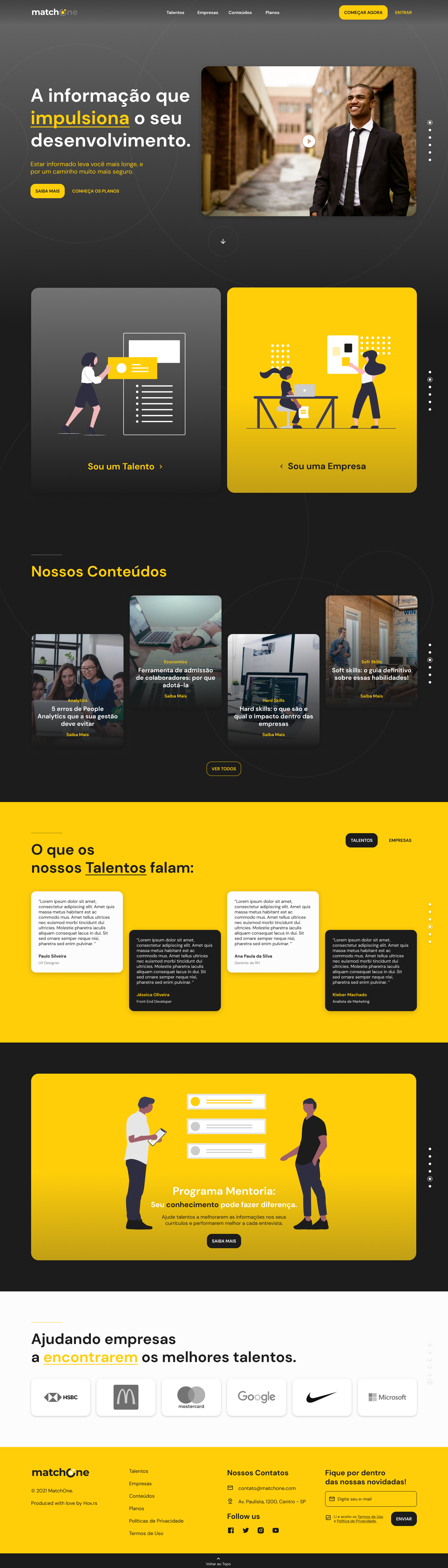MatchOne — Site público